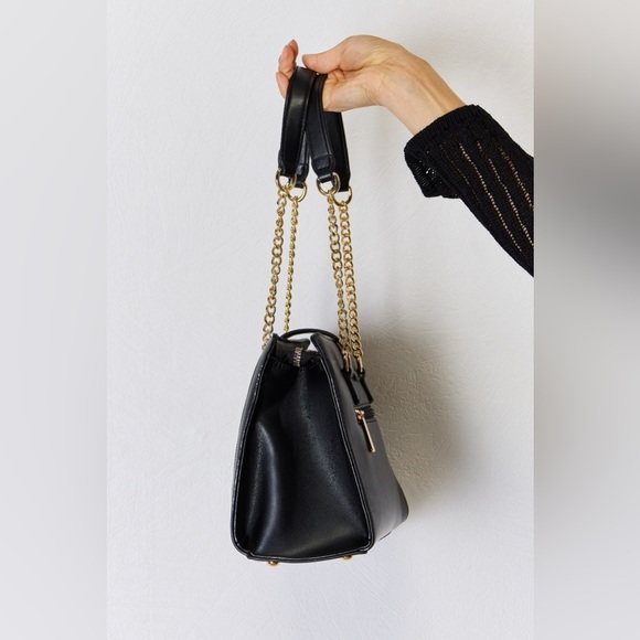 BOUTIQUE David Jones Quilted PU Leather & Chain Straps Handbag, in Black - Picture 4 of 10